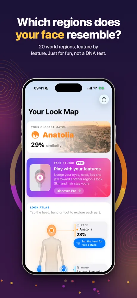 Your Look Map: the closest region and the tappable look atlas