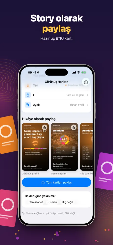 Paylaşmaya hazır üç story kartı